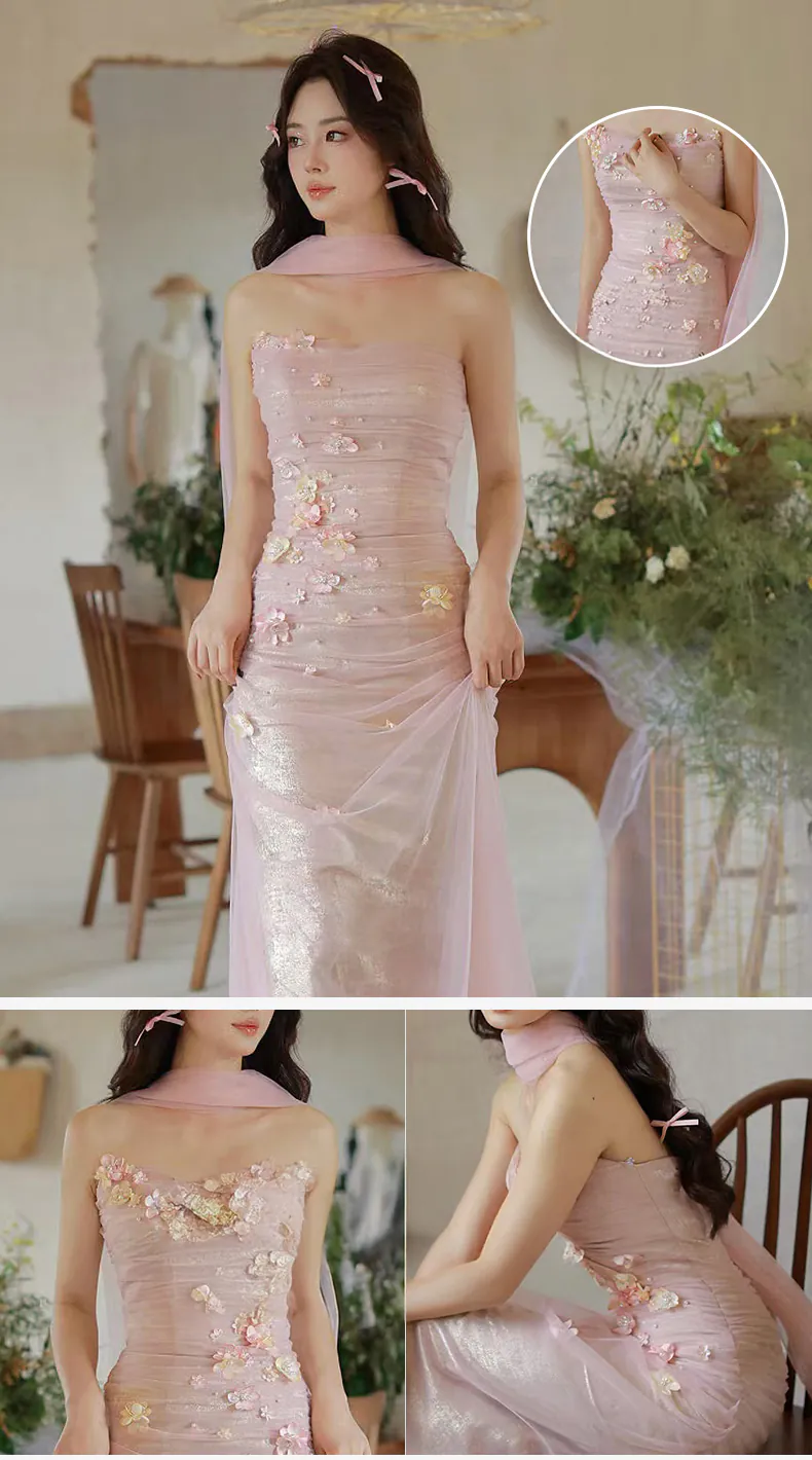 Dreamy-Strapless-Pink-Mermaid-3D-Floral-Cocktail-Evening-Party-Dress09