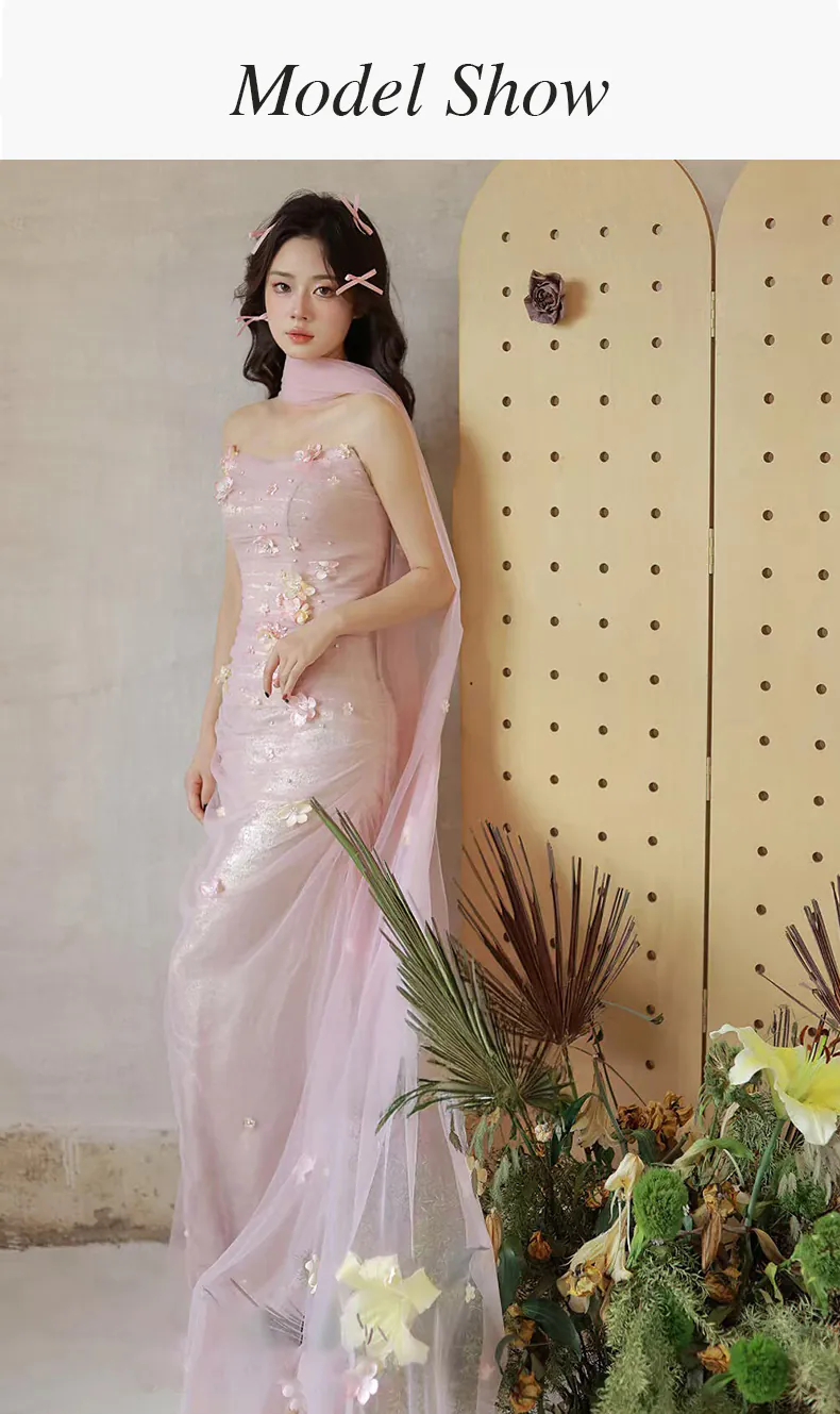 Dreamy-Strapless-Pink-Mermaid-3D-Floral-Cocktail-Evening-Party-Dress10