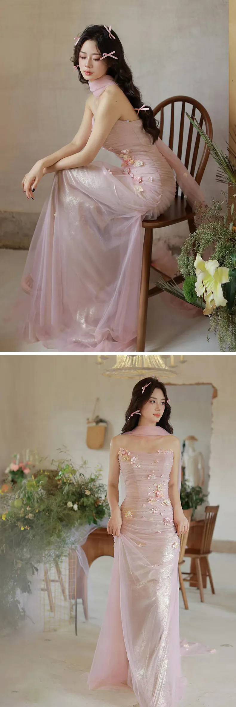 Dreamy-Strapless-Pink-Mermaid-3D-Floral-Cocktail-Evening-Party-Dress12