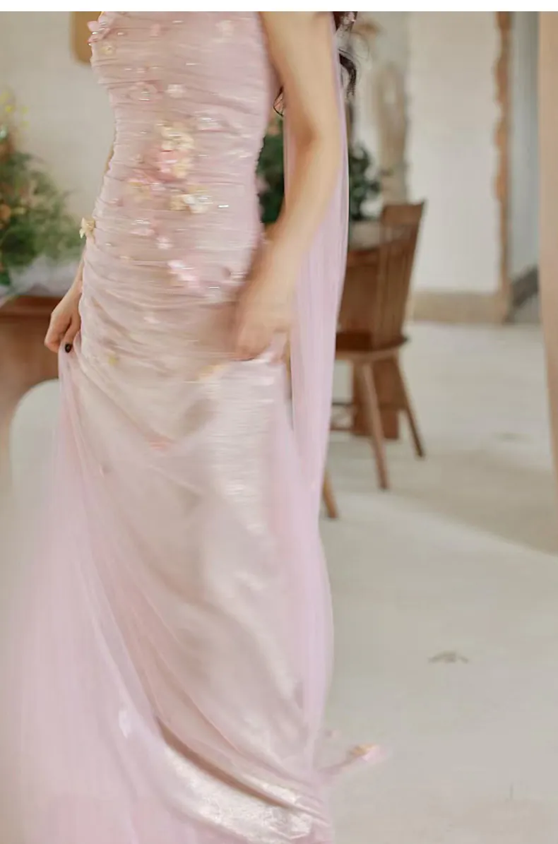 Dreamy-Strapless-Pink-Mermaid-3D-Floral-Cocktail-Evening-Party-Dress13