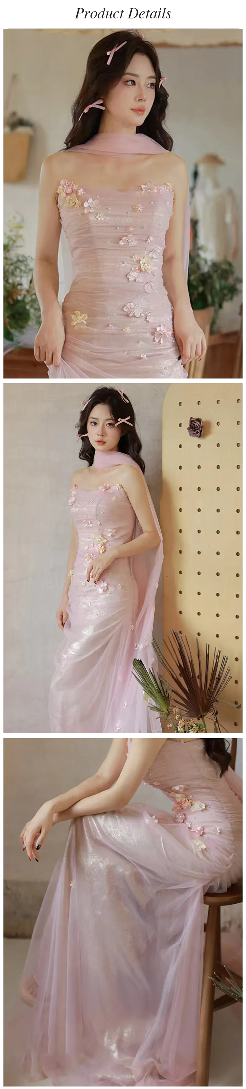 Dreamy-Strapless-Pink-Mermaid-3D-Floral-Cocktail-Evening-Party-Dress14