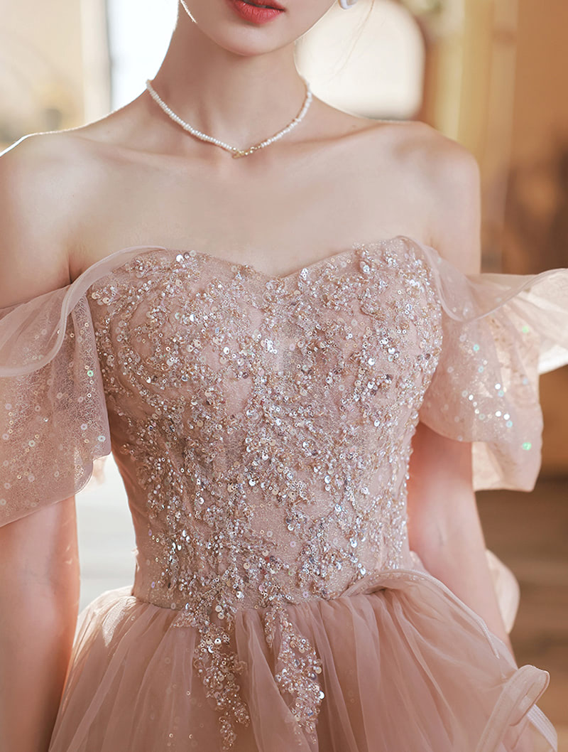 Ladies Luxury Fairy Pink Long Prom Dress for Banquet Toast Birthday03jpg