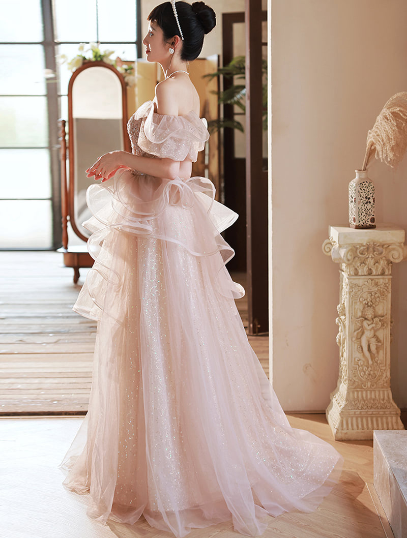Ladies Luxury Fairy Pink Long Prom Dress for Banquet Toast Birthday04