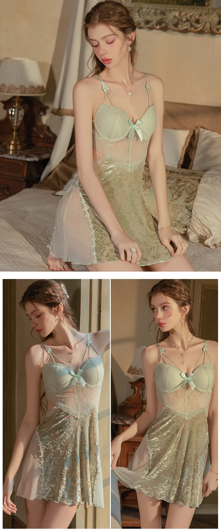 Pretty-Velvet-Sheer-Mesh-Burnout-Lace-Cami-Babydoll-Lingerie25