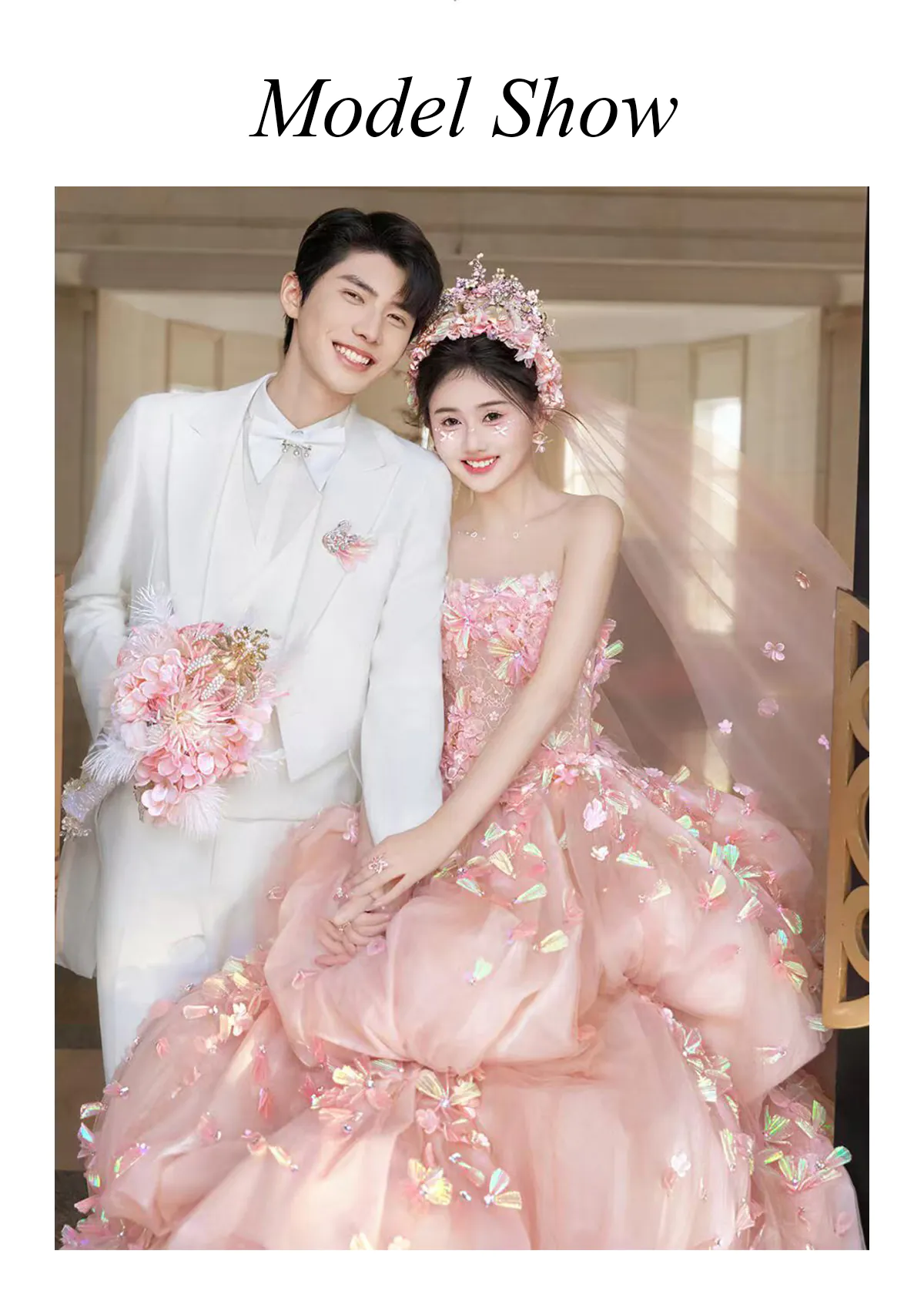Romantic-Strapless-Pink-Layered-Tulle-Princess-Ball-Gown-with-3D-Floral08