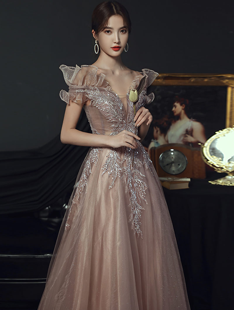 Vintage Luxury Ball Gown Party Long Dress Prom Formal Outfit01
