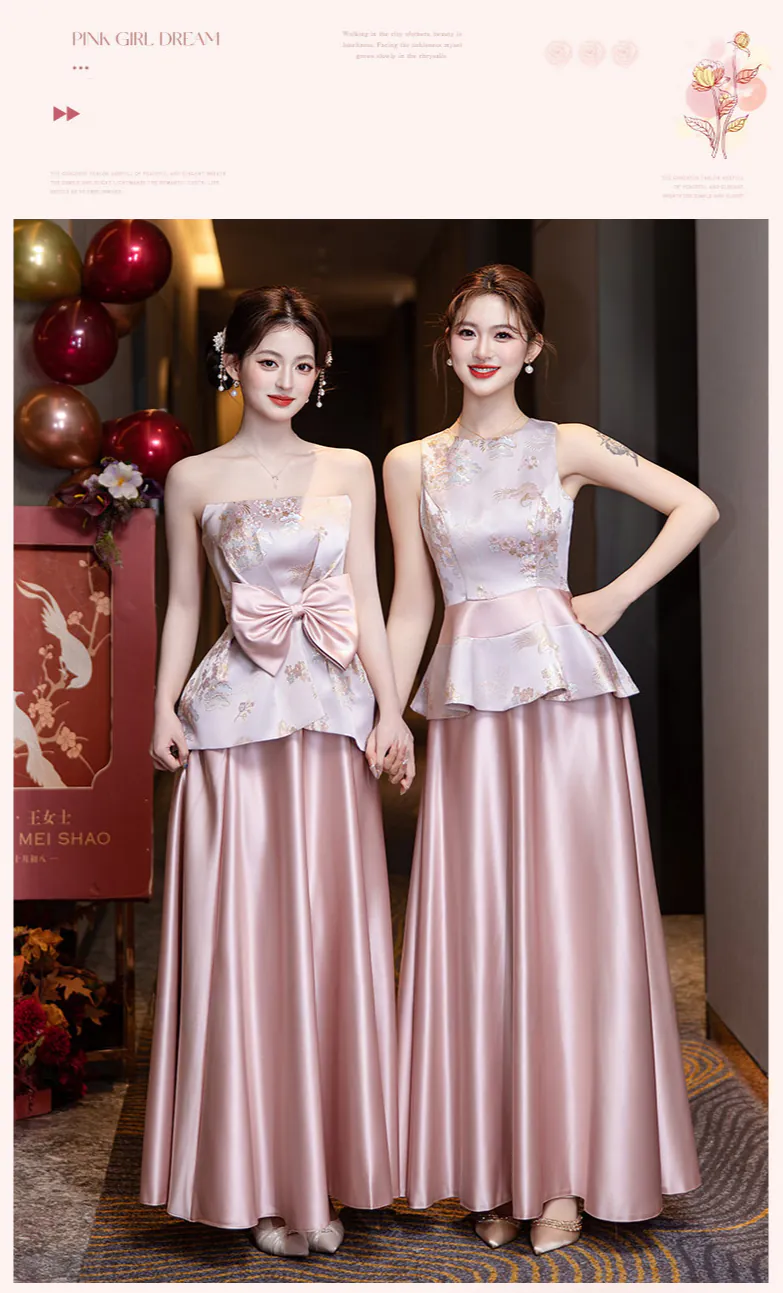 Charming-Pink-Chinese-Bridal-Party-Outfit-Brocade-Satin-Bridesmaid-Dress08