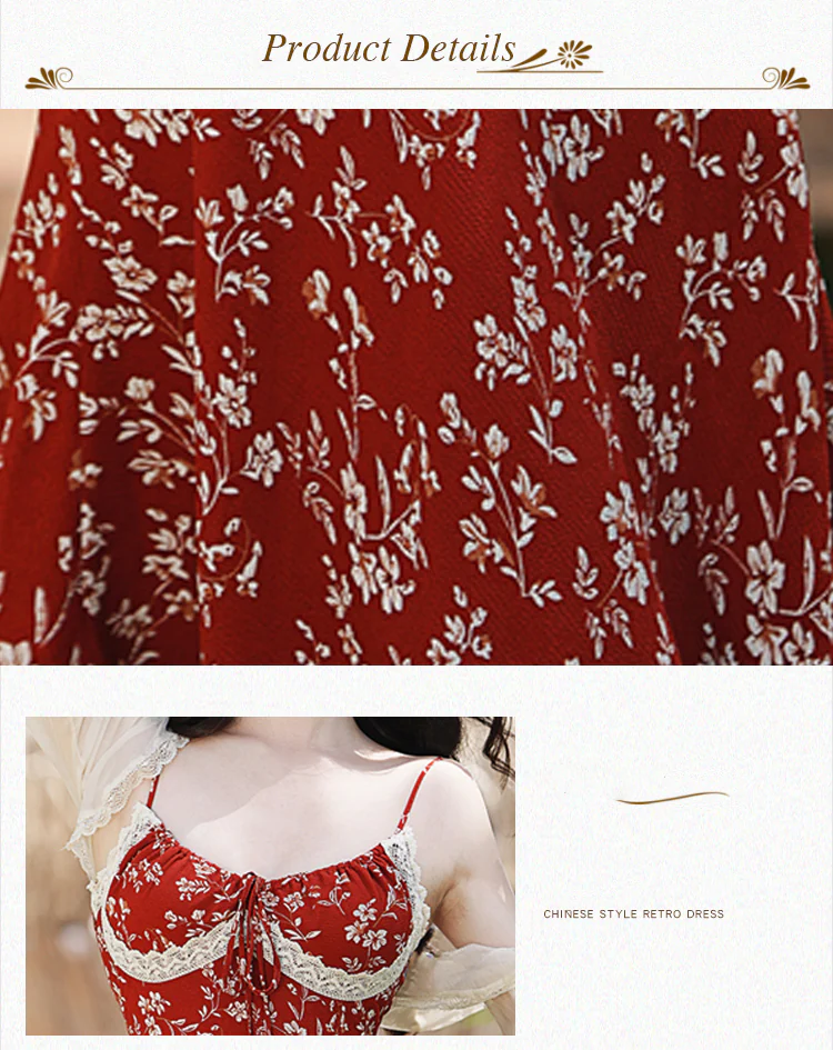 Cottagecore-French-Vintage-Red-Floral-Casual-Strap-Dress-with-Cardigan-Set08
