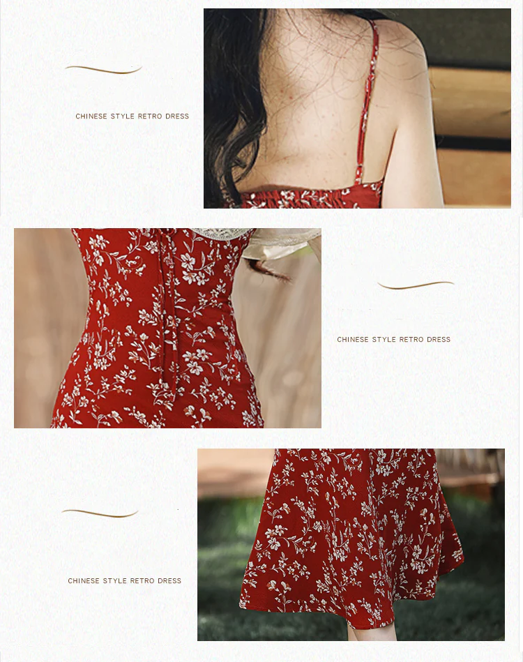 Cottagecore-French-Vintage-Red-Floral-Casual-Strap-Dress-with-Cardigan-Set09