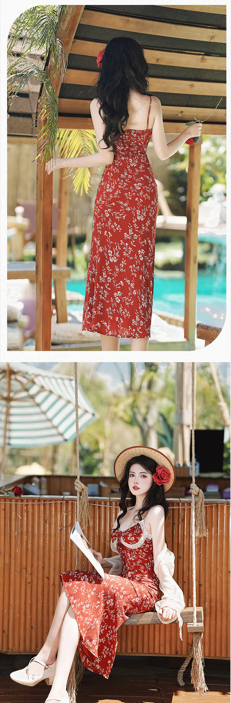 Cottagecore-French-Vintage-Red-Floral-Casual-Strap-Dress-with-Cardigan-Set13