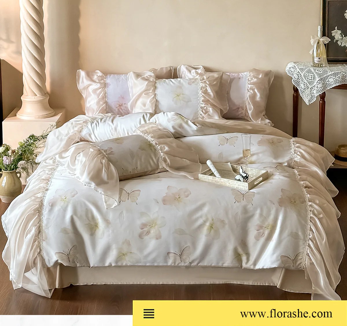 Modern-Style-Floral-Butterfly-Print-Cotton-Bedding-Set-Full-Queen-King-Size15