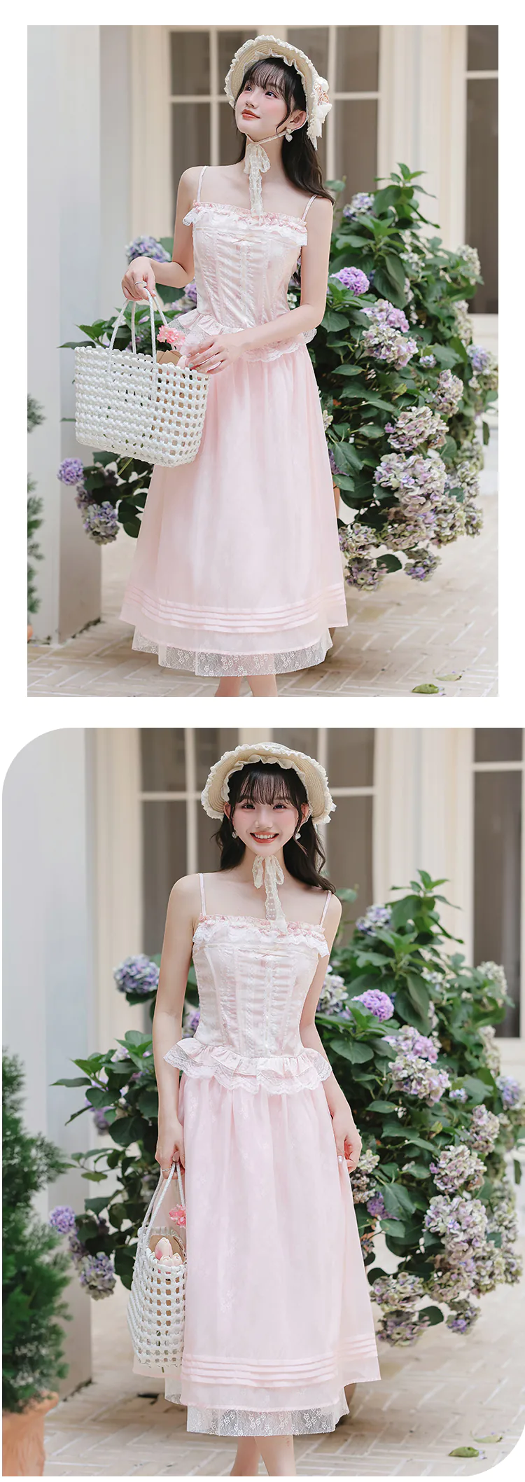 Romantic-Pastel-Pink-Floral-Camisole-Top-Layered-Skirt-Sheer-Cardigan-Set13