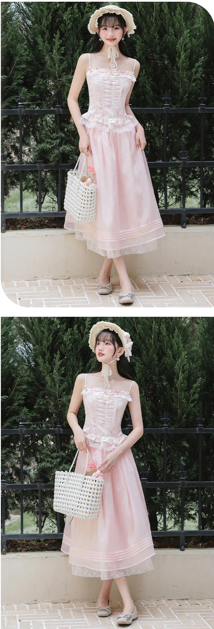 Romantic-Pastel-Pink-Floral-Camisole-Top-Layered-Skirt-Sheer-Cardigan-Set14