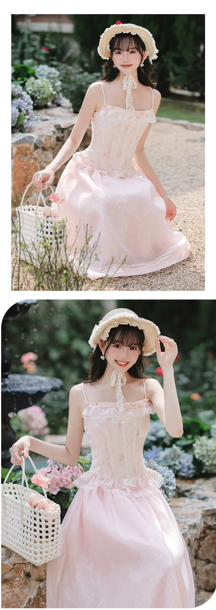 Romantic-Pastel-Pink-Floral-Camisole-Top-Layered-Skirt-Sheer-Cardigan-Set15