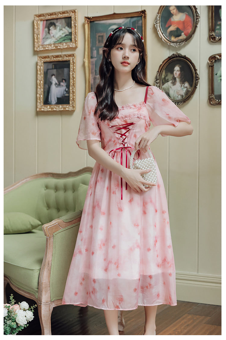 Square-Neck-Peach-Pink-Floral-Print-Dyed-Summer-Casual-Sun-Dress06