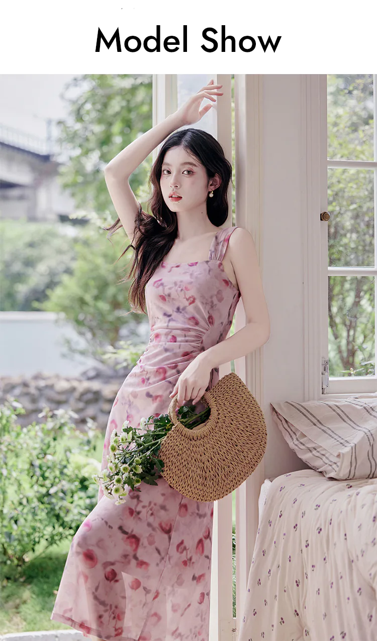 Sweet-Ladies-Pink-Ombre-Floral-Print-Halter-Casual-Dress-with-Cardigan10