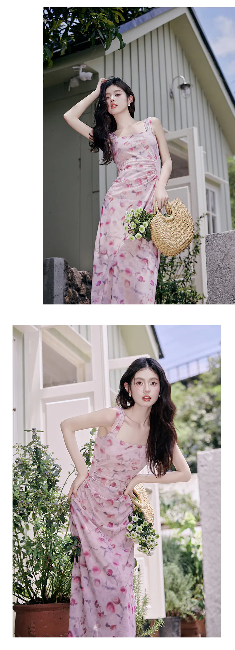 Sweet-Ladies-Pink-Ombre-Floral-Print-Halter-Casual-Dress-with-Cardigan12