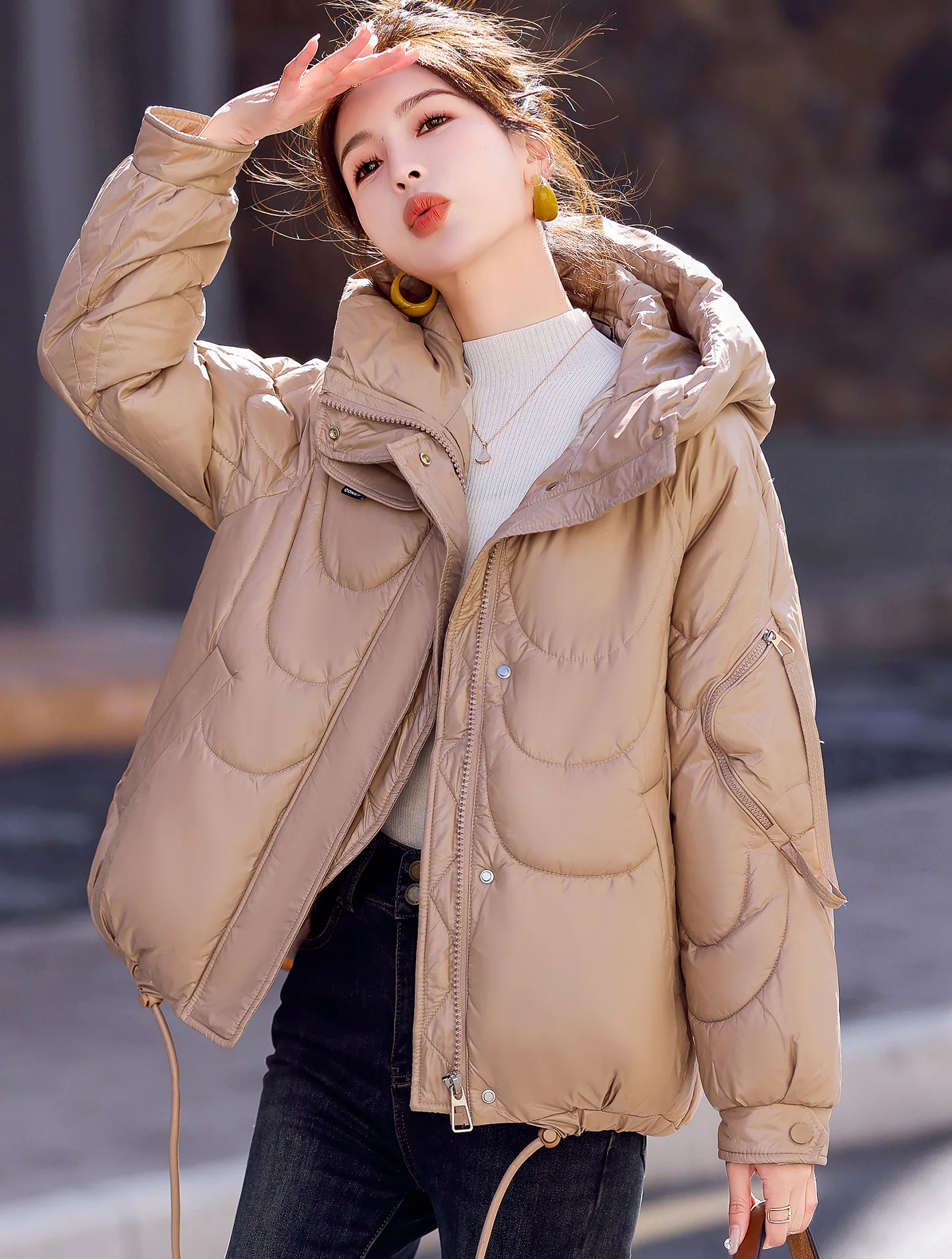 Trendy Hooded Cotton Puffer Jacket Winter Warm Casual Coat02