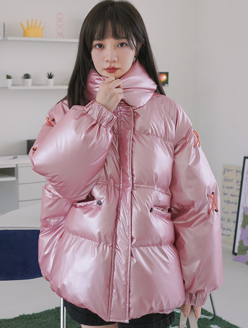 Women’s Winter Coats Cropped Zip Stand Collar Warm Puffer Jacket01