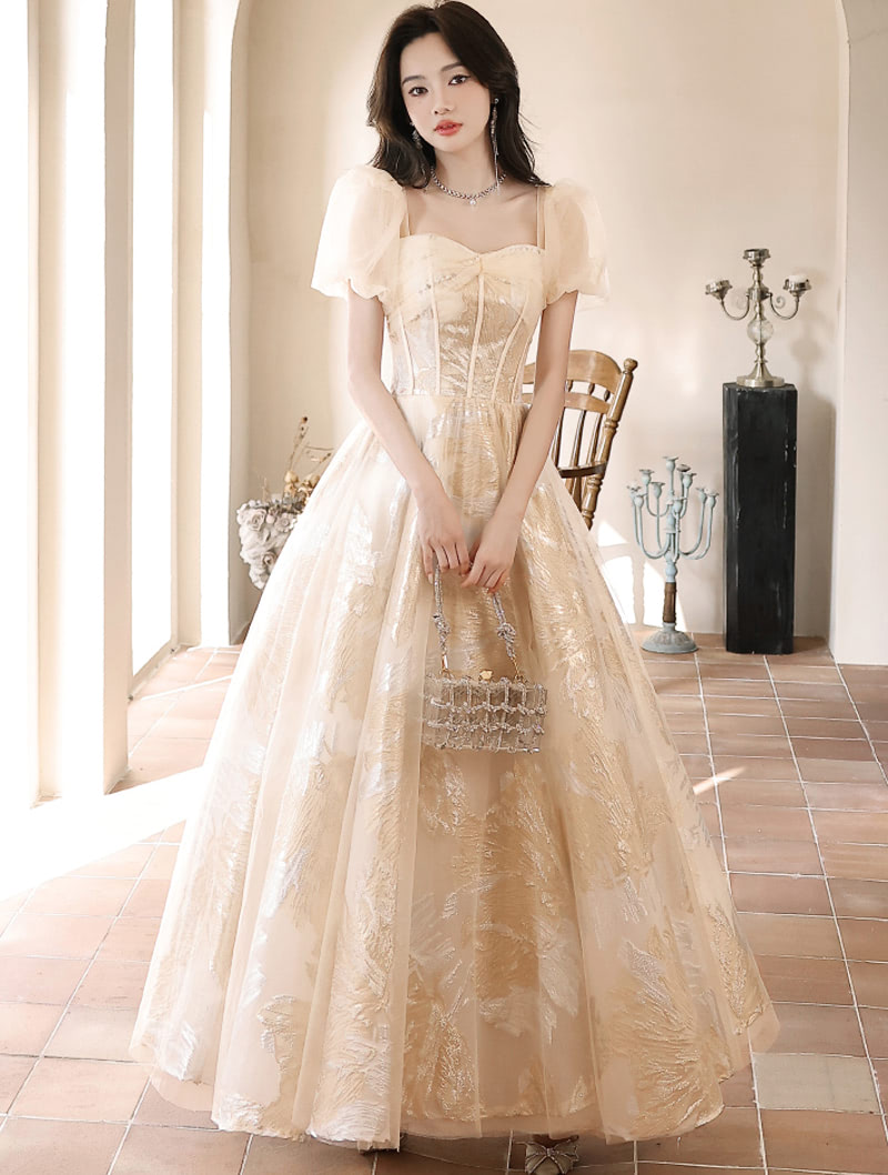 A Line Champagne Puff Sleeves Prom Party Graduation Homecoming Dress02