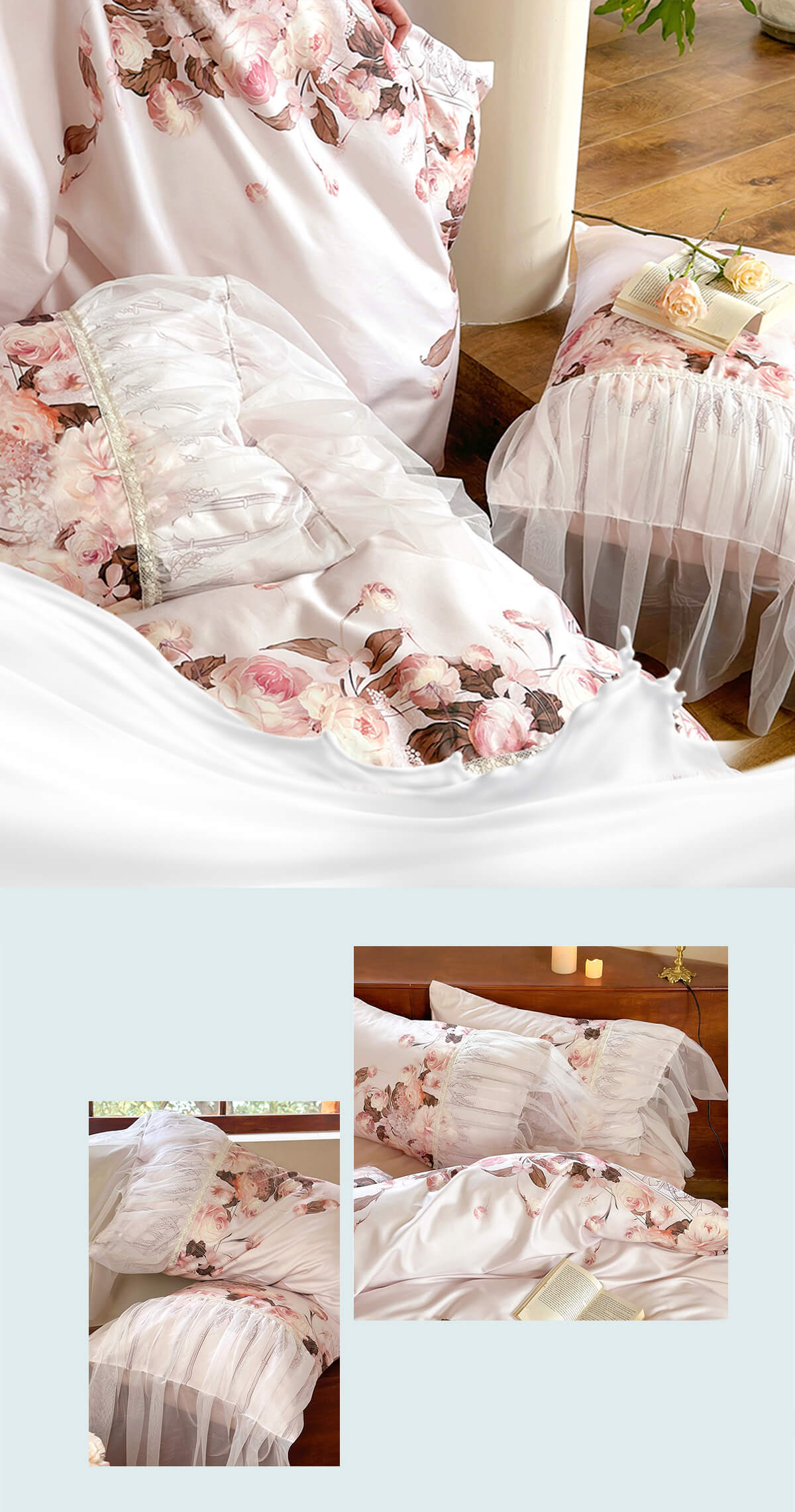 Aesthetic-80S-Tencel-Lyocell-Floral-Print-Cotton-Bedding-4-Pcs-Set17
