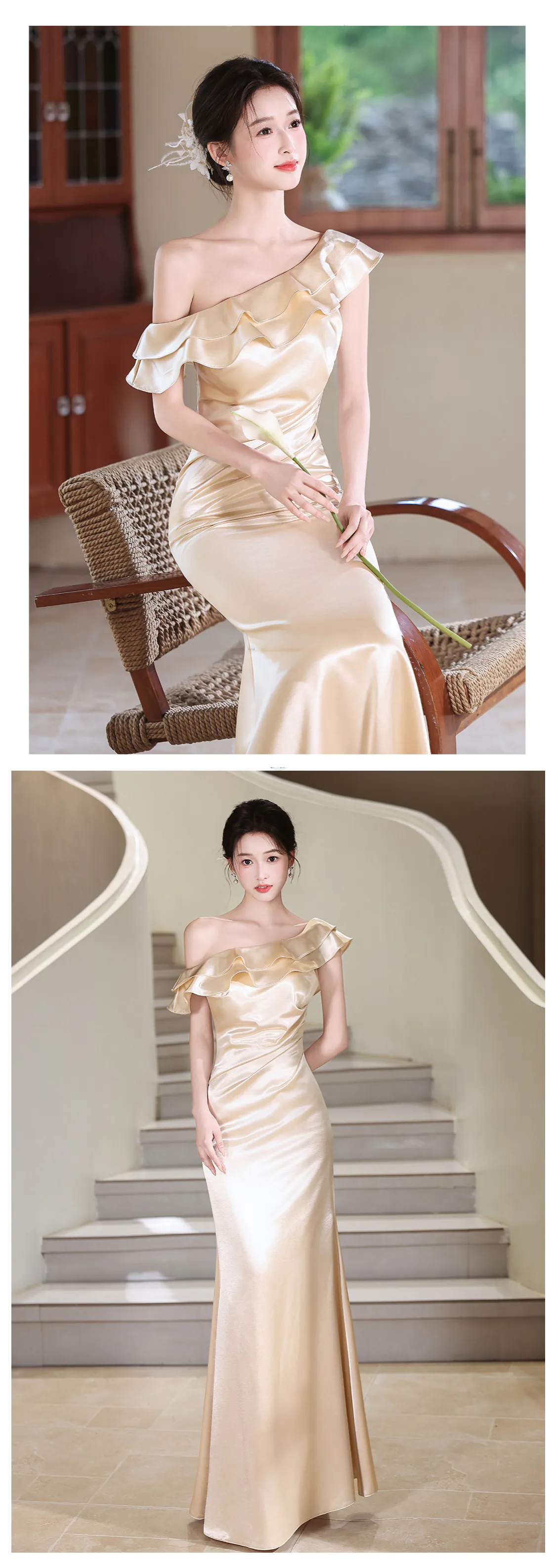 Champagne-One-Shoulder-Asymmetrical-Ruffle-Neckline-Satin-Evening-Dress11