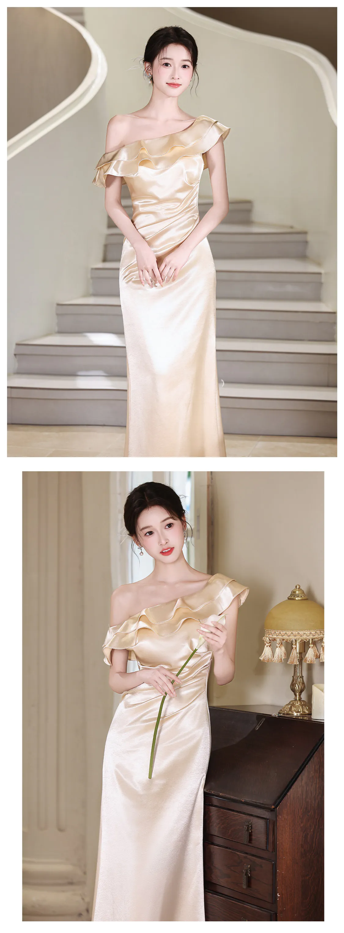 Champagne-One-Shoulder-Asymmetrical-Ruffle-Neckline-Satin-Evening-Dress12