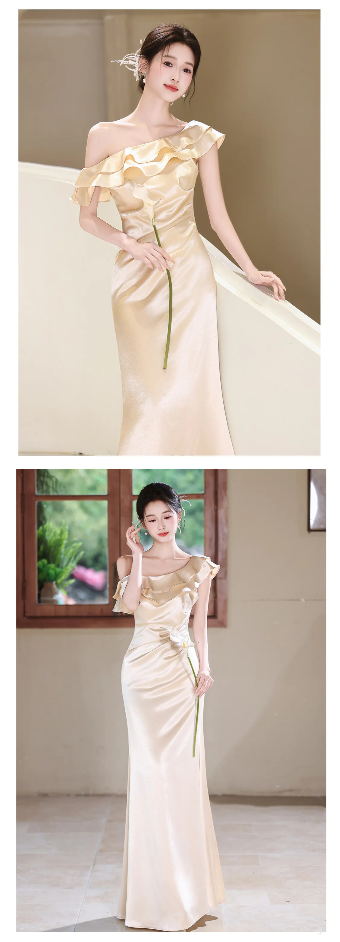 Champagne-One-Shoulder-Asymmetrical-Ruffle-Neckline-Satin-Evening-Dress13