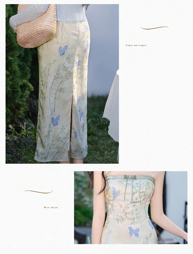 Chic-French-Butterfly-Print-Cami-Dress-with-Light-Blue-Cardigan-Set09