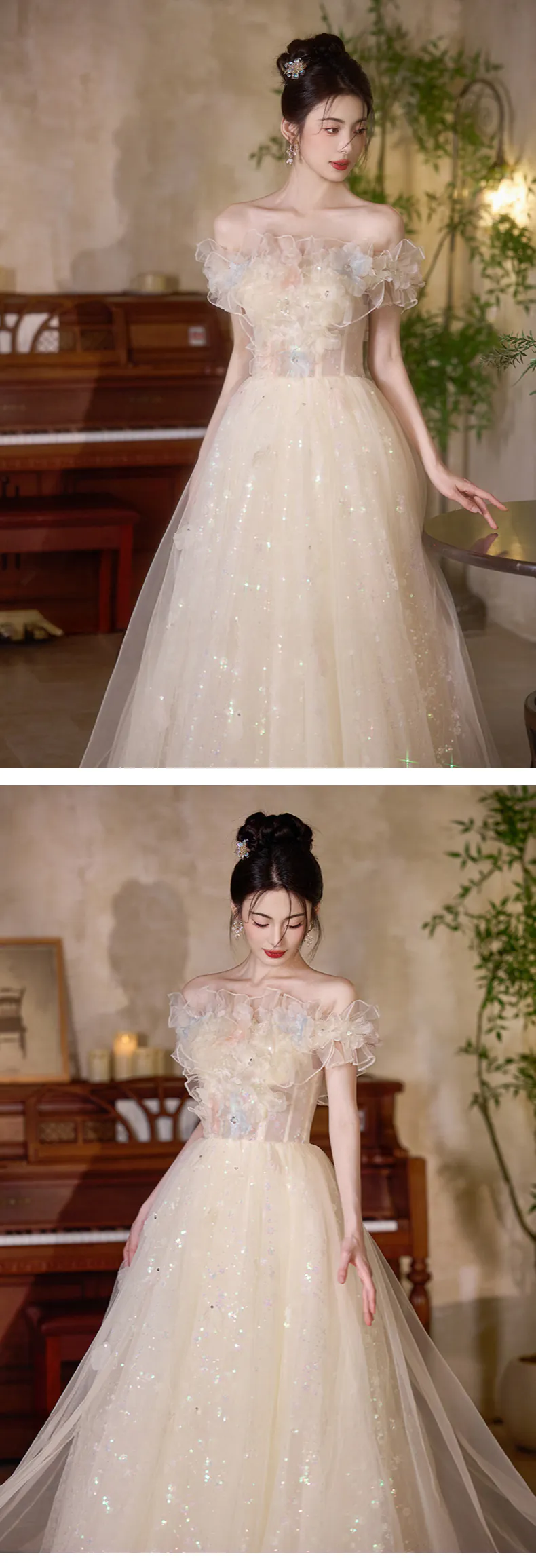 Dreamy-Champagne-Off-Shoulder-3D-Floral-Shimmer-Tulle-Formal-Dress13