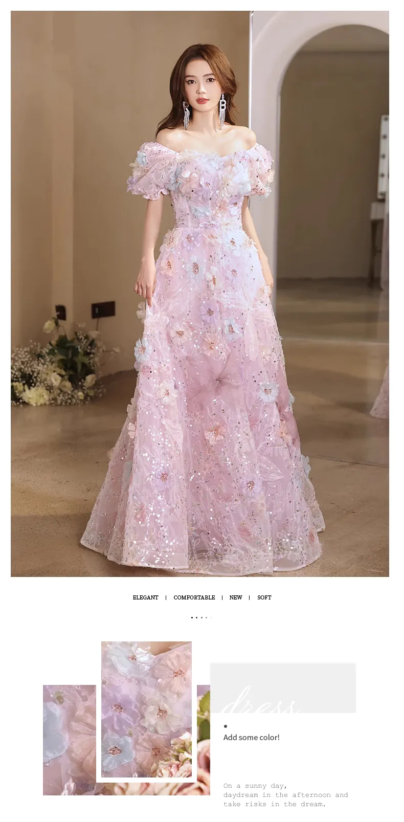 Elegant-Princess-Style-Pink-Cocktail-Engagement-Floral-Evening-Gown12