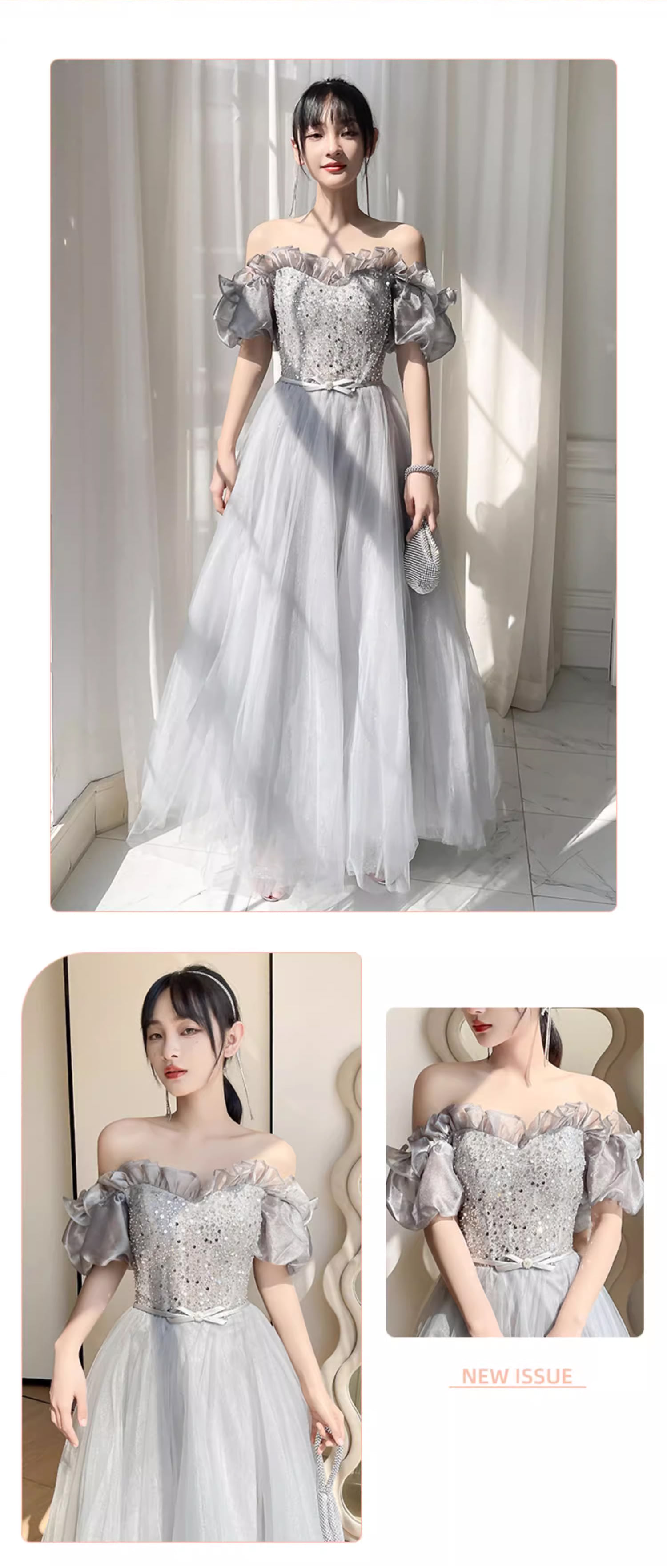 Fashion-A-line-Summer-Grey-Tulle-Evening-Prom-Bridesmaid-Maxi-Dress14