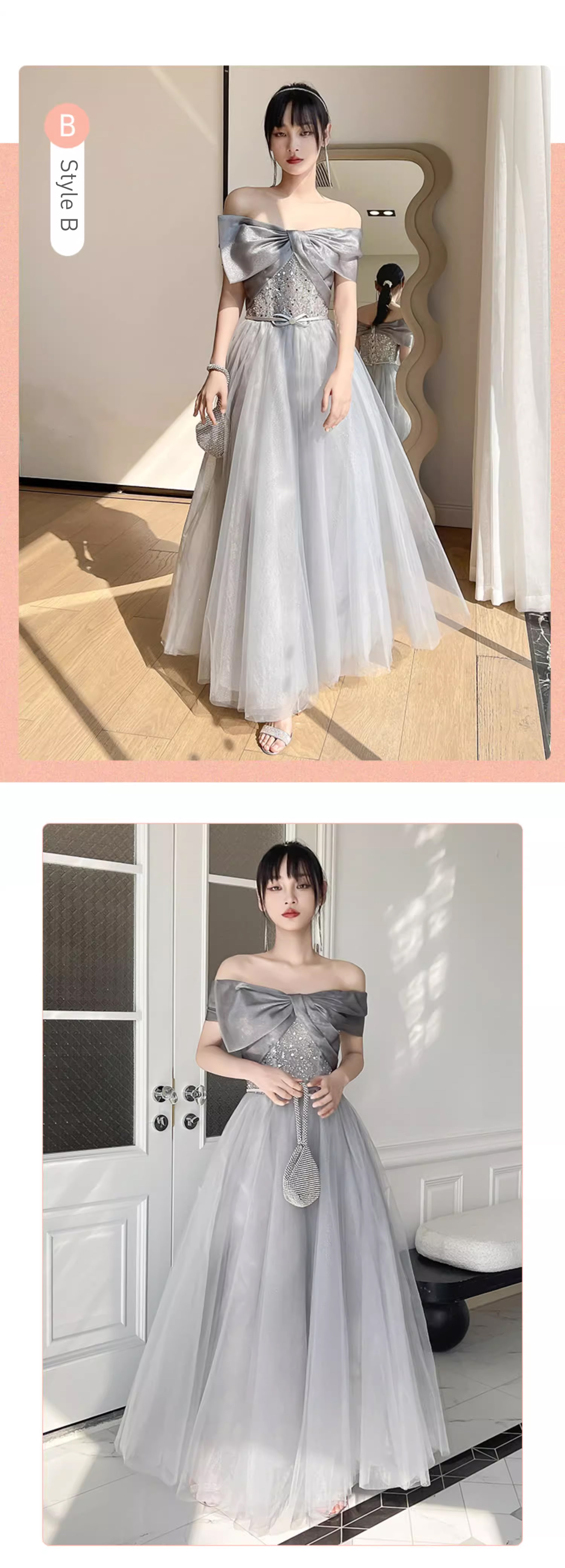 Fashion-A-line-Summer-Grey-Tulle-Evening-Prom-Bridesmaid-Maxi-Dress16