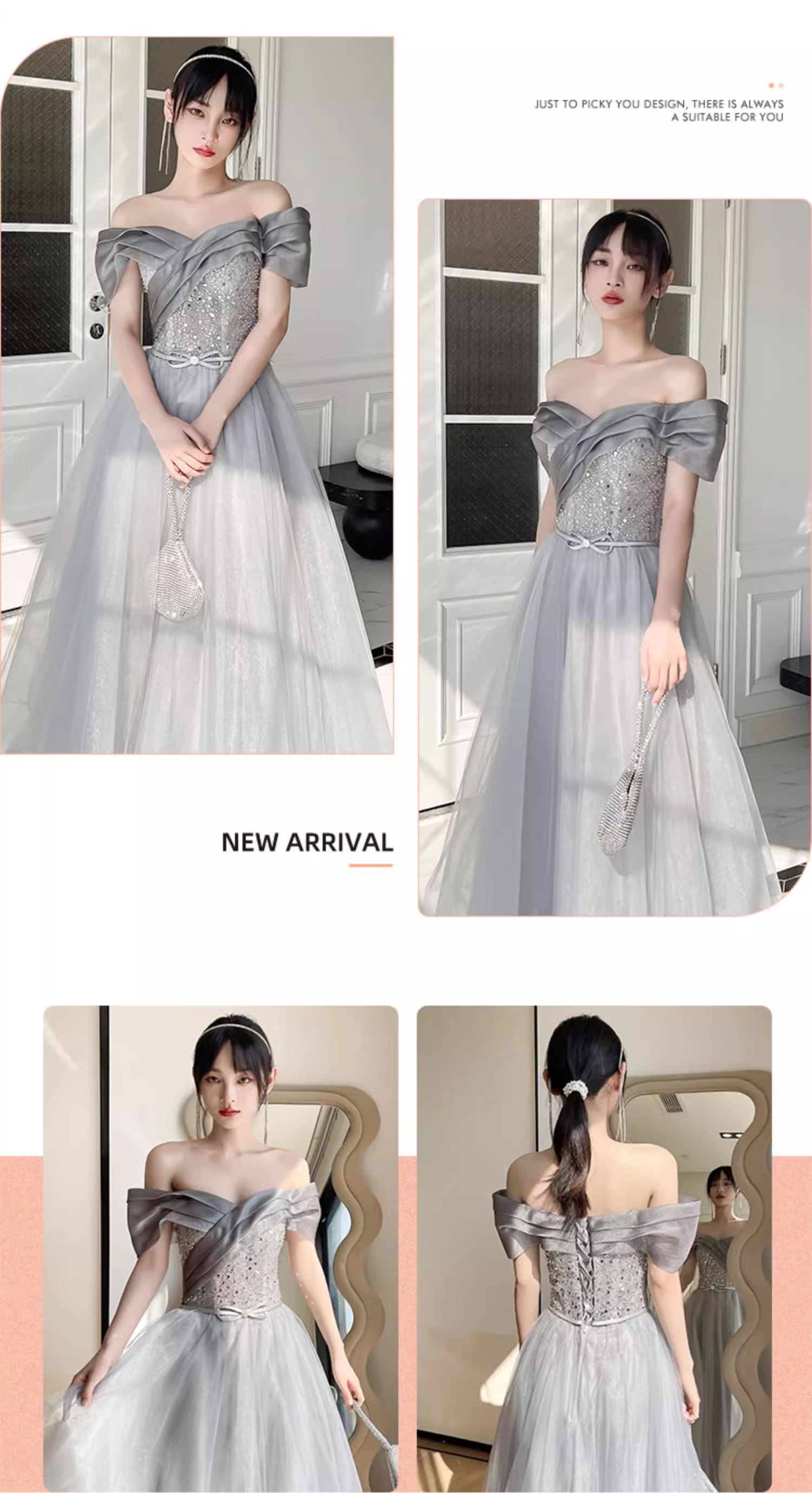 Fashion-A-line-Summer-Grey-Tulle-Evening-Prom-Bridesmaid-Maxi-Dress19
