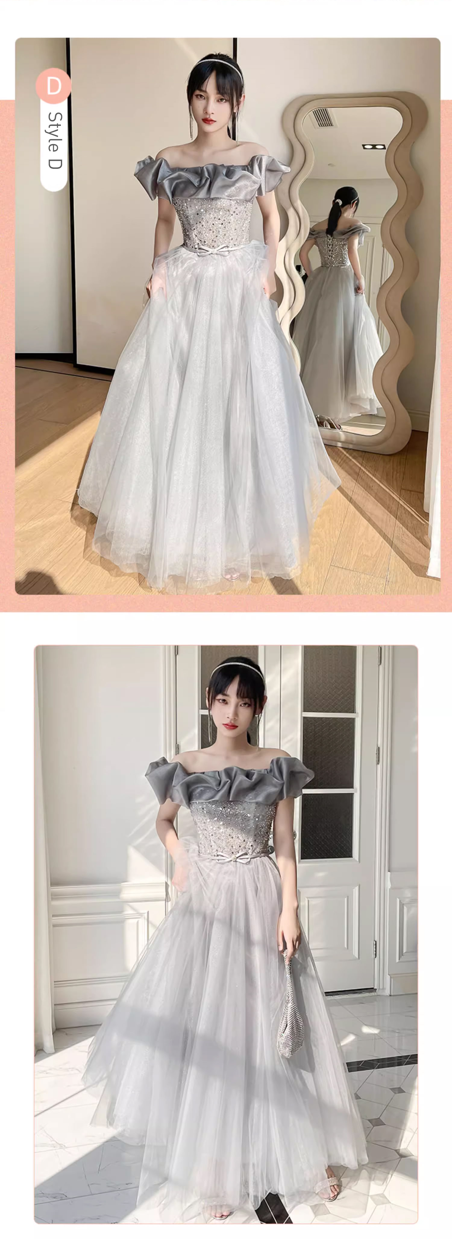 Fashion-A-line-Summer-Grey-Tulle-Evening-Prom-Bridesmaid-Maxi-Dress20