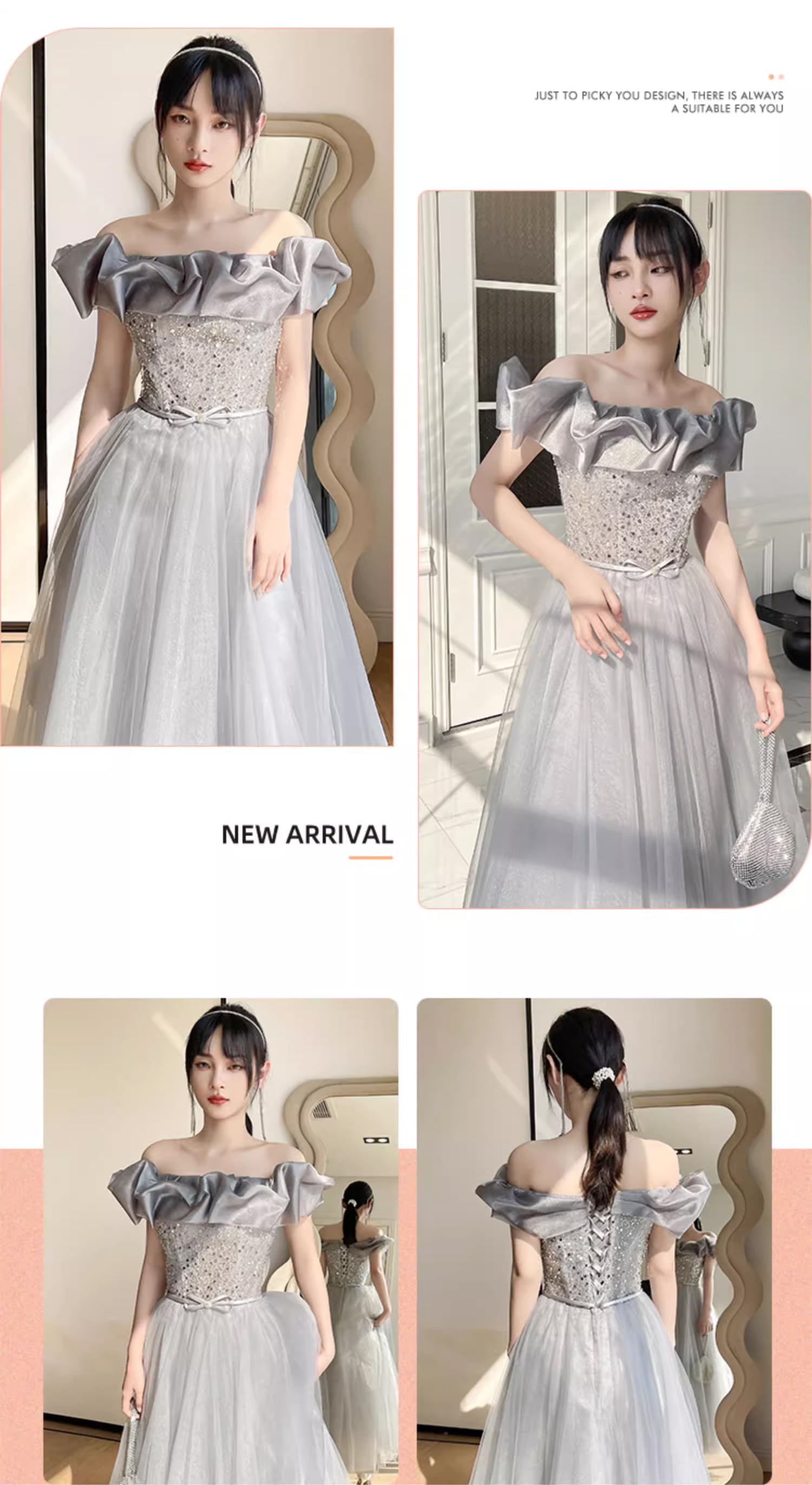 Fashion-A-line-Summer-Grey-Tulle-Evening-Prom-Bridesmaid-Maxi-Dress21