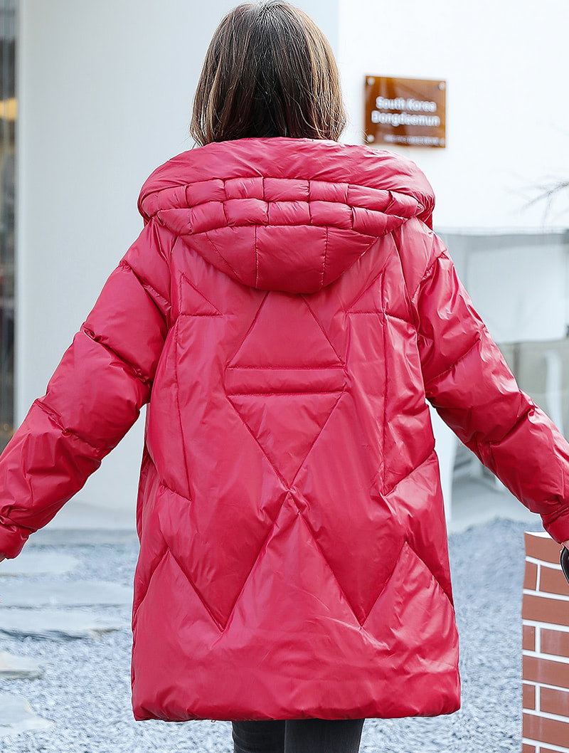 Female Hooded Mid Length Down Jacket Warm Puffer Parka Outwear05