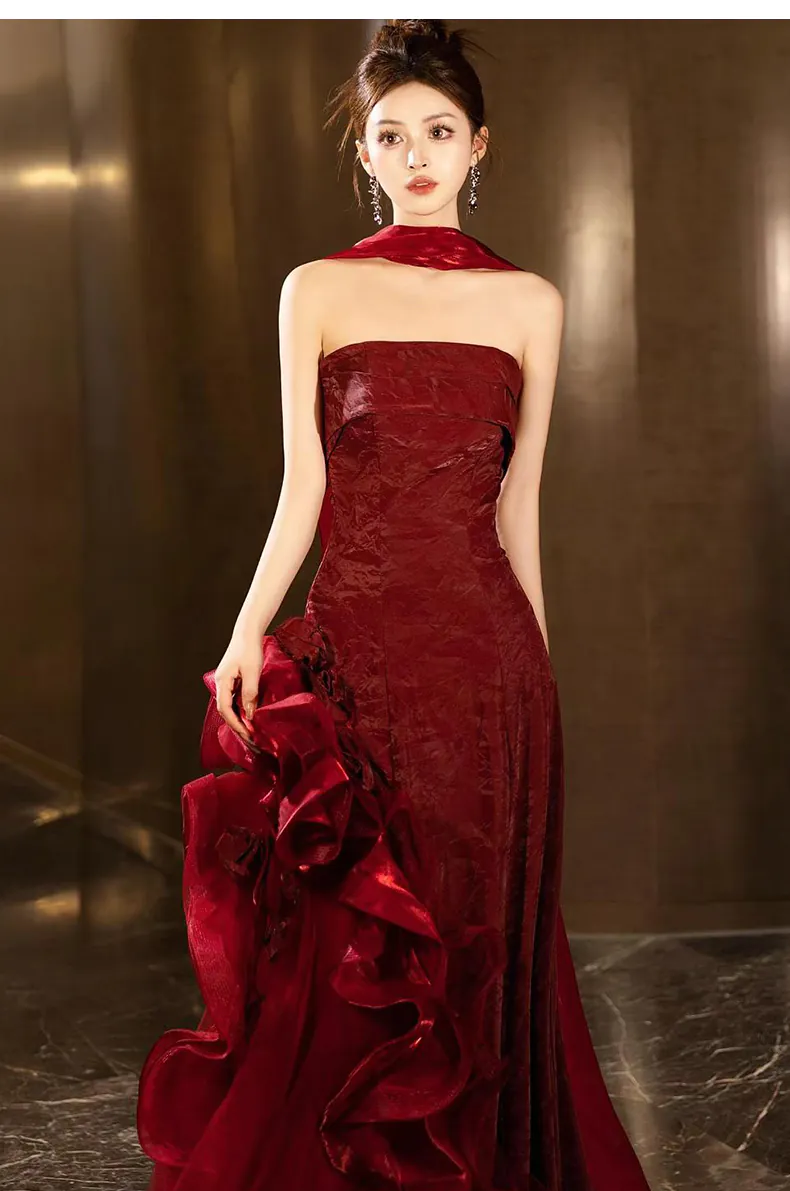 Glamorous-Burgundy-Strapless-Side-Ruffle-Gala-Prom-Formal-Party-Dress12