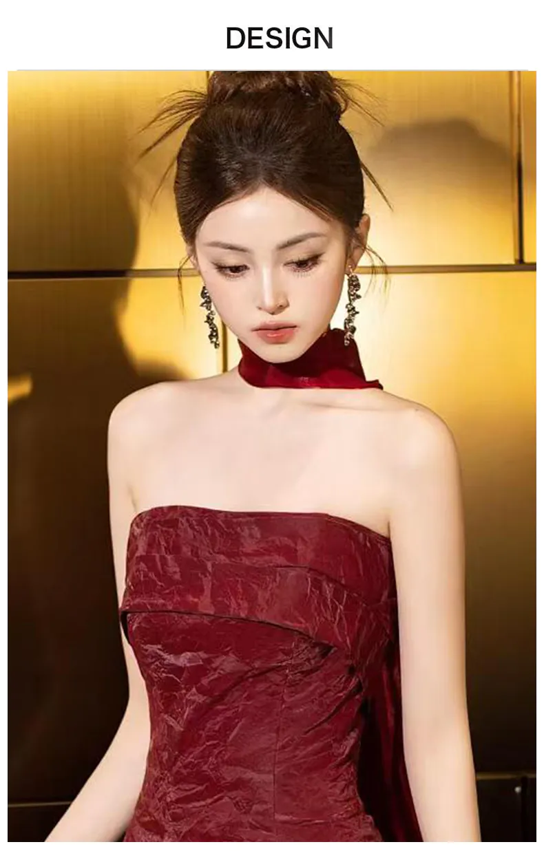 Glamorous-Burgundy-Strapless-Side-Ruffle-Gala-Prom-Formal-Party-Dress13