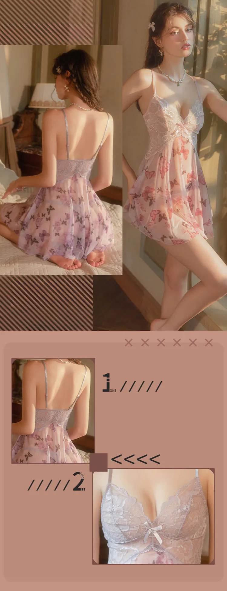 Ladies-Butterfly-Print-Sheer-Mesh-Lace-See-Through-Babydoll-Nightgown08