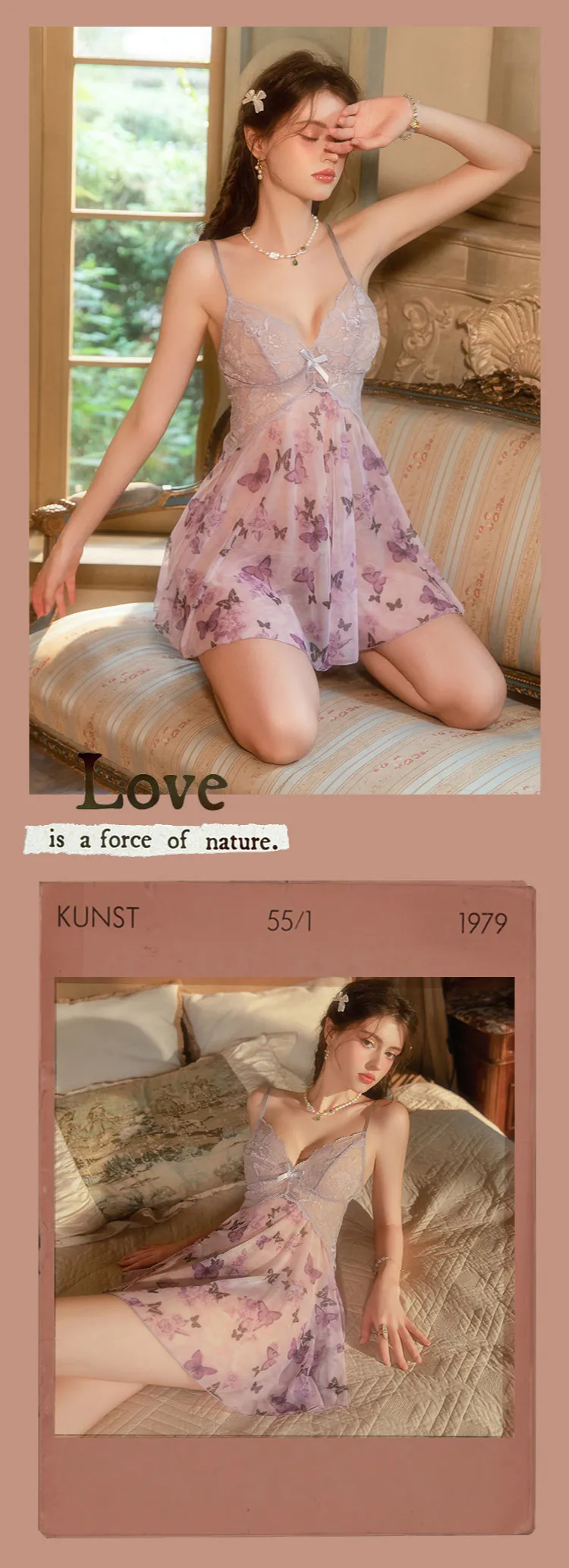 Ladies-Butterfly-Print-Sheer-Mesh-Lace-See-Through-Babydoll-Nightgown11