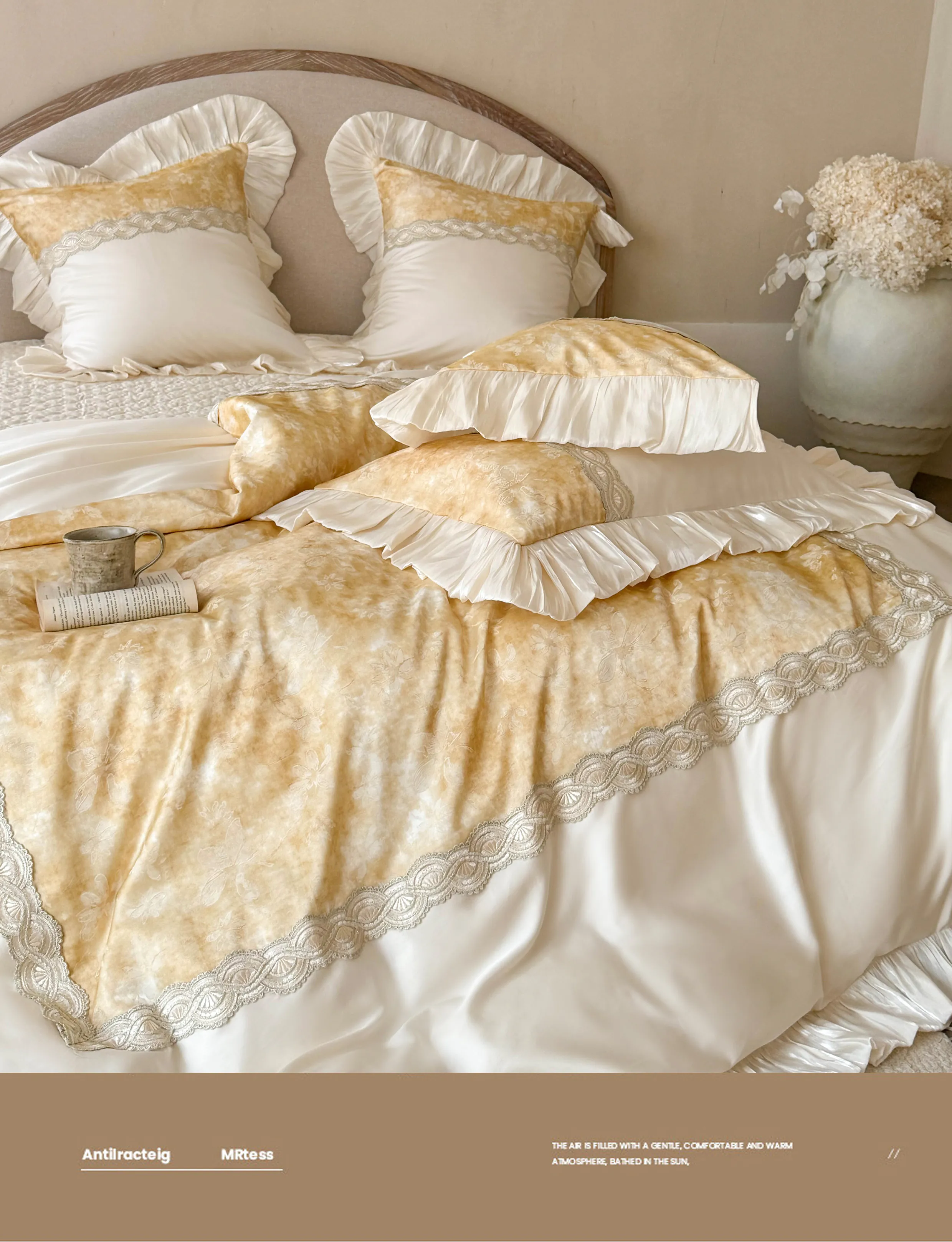 Retro-100S-Cotton-Gold-Floral-Jacquard-Lace-Bedspread-Duvet-Cover-4-Pcs-Set08