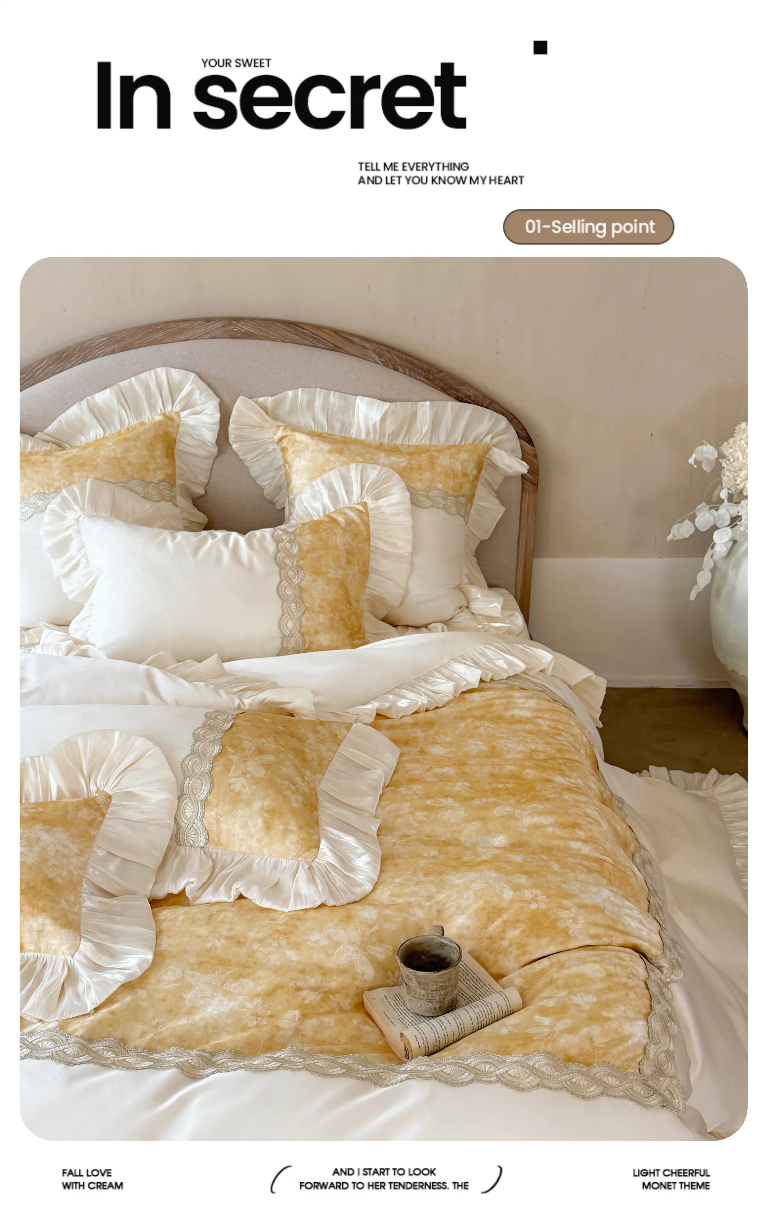Retro-100S-Cotton-Gold-Floral-Jacquard-Lace-Bedspread-Duvet-Cover-4-Pcs-Set09
