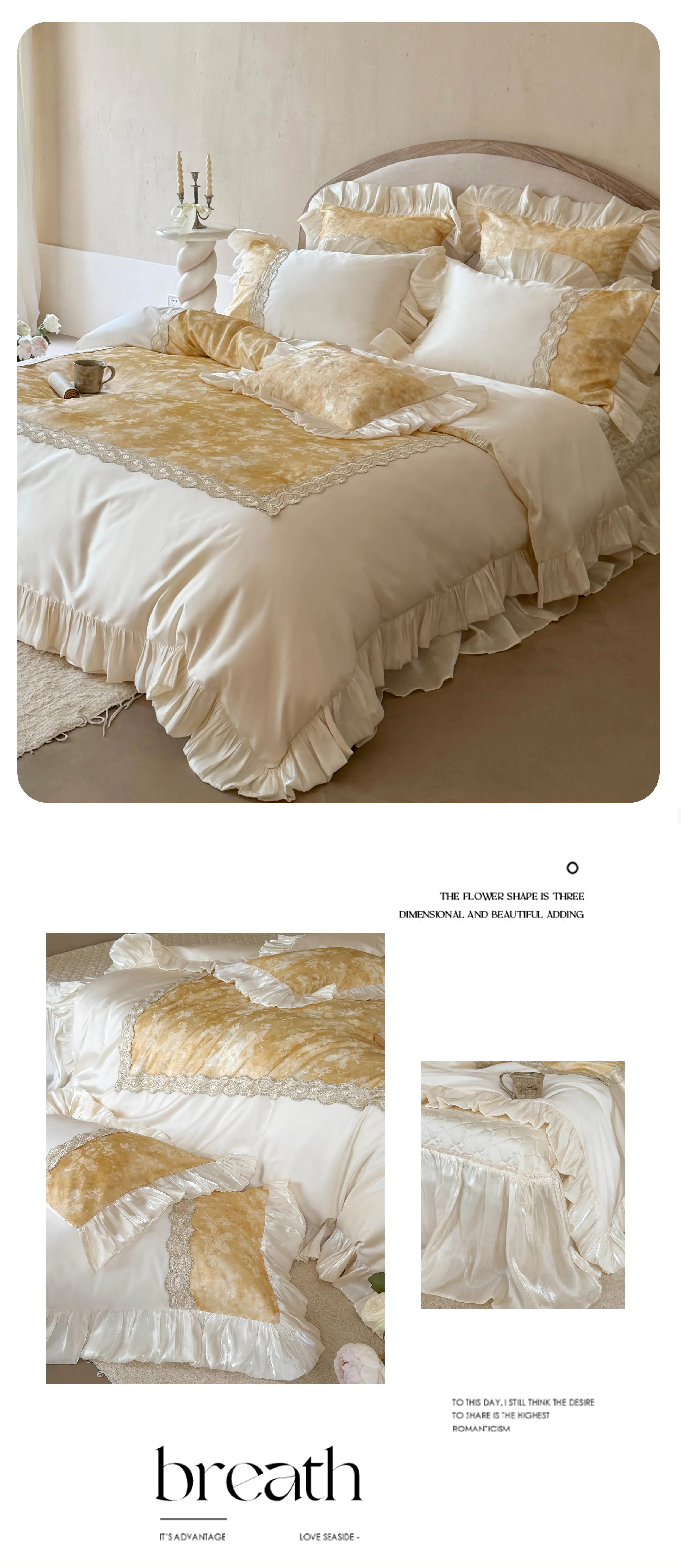 Retro-100S-Cotton-Gold-Floral-Jacquard-Lace-Bedspread-Duvet-Cover-4-Pcs-Set10