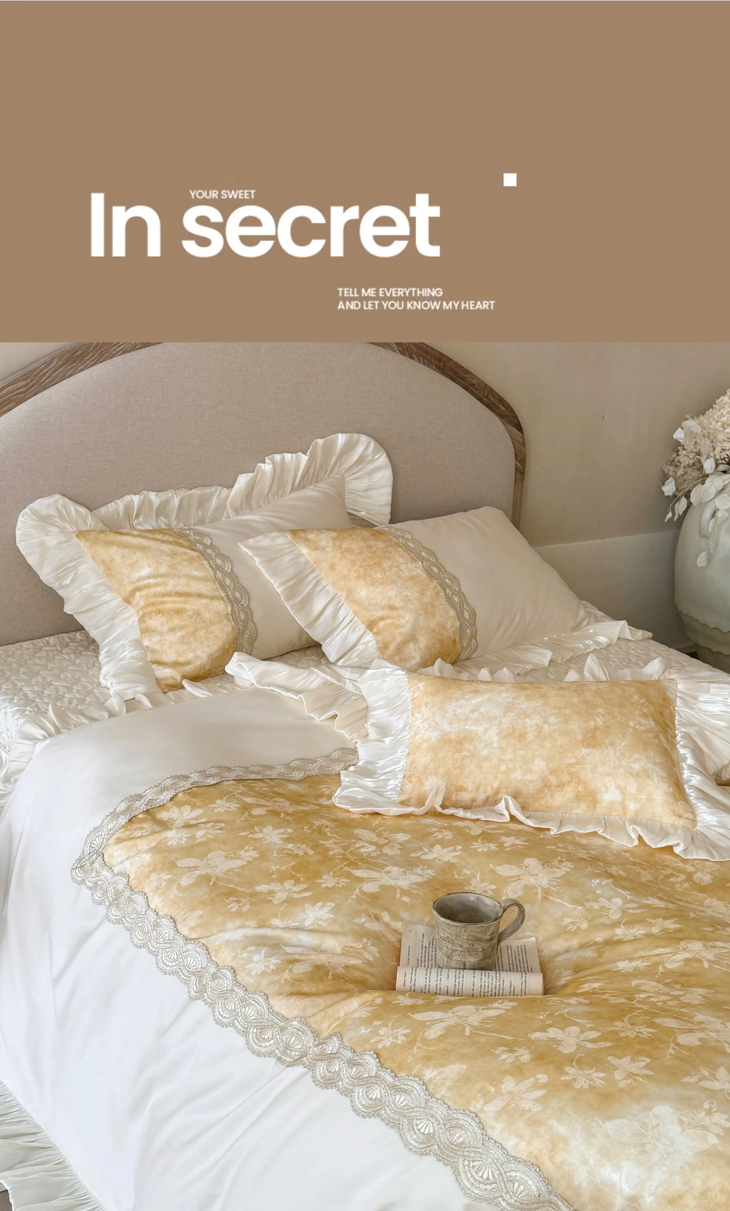 Retro-100S-Cotton-Gold-Floral-Jacquard-Lace-Bedspread-Duvet-Cover-4-Pcs-Set11