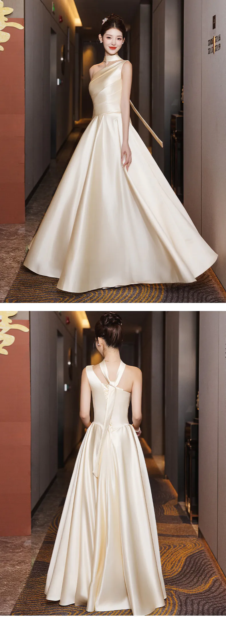 Simple-Champagne-Satin-Bridesmaid-Party-Dress-Wedding-Guest-Outfit14