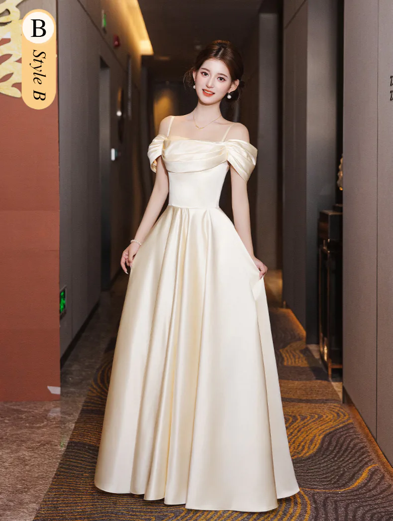 Simple-Champagne-Satin-Bridesmaid-Party-Dress-Wedding-Guest-Outfit15