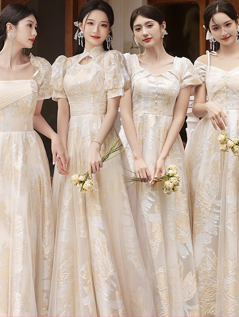 Sweet Champagne Wedding Guest Party Bridesmaid Long Dress02