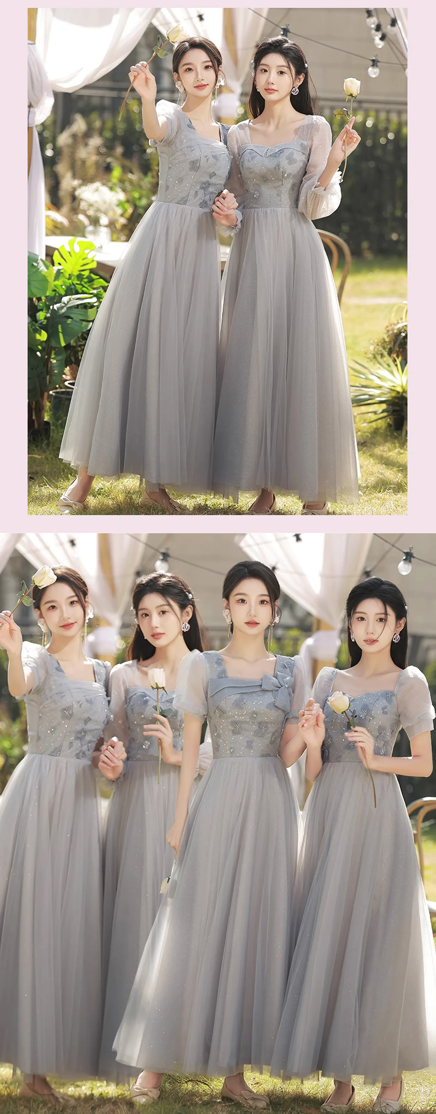 Sweet-Short-Sleeve-Grey-Bridesmaid-Maxi-Dress-Wedding-Party-Gown13