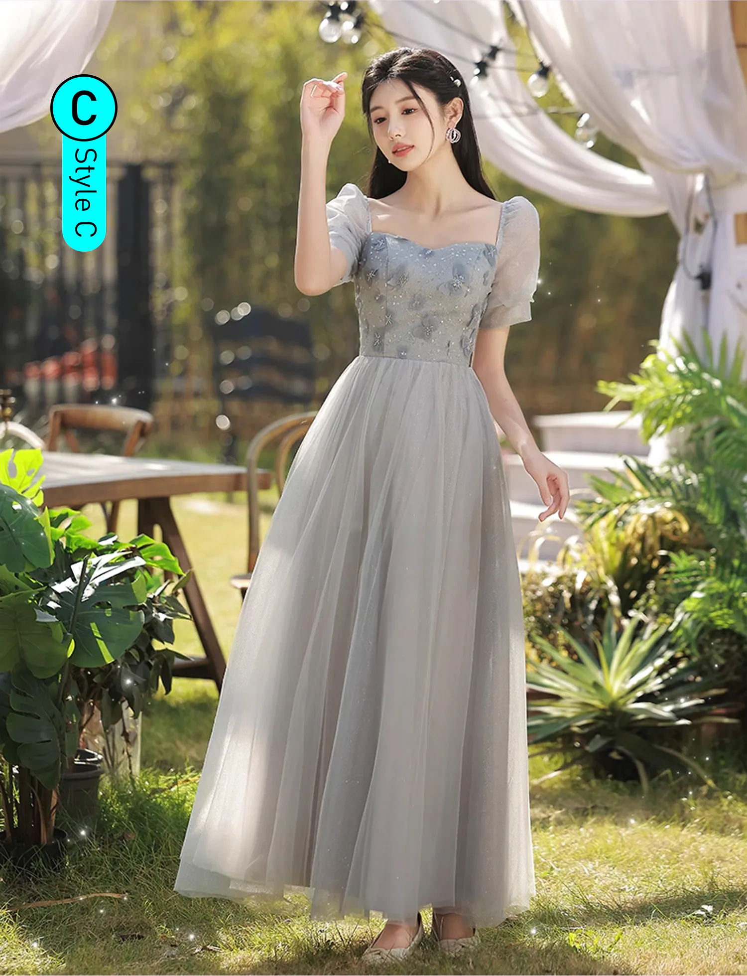 Sweet-Short-Sleeve-Grey-Bridesmaid-Maxi-Dress-Wedding-Party-Gown21